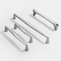 Poignées de rangement modernes chromées pour armoires de cuisine, boutons de tiroir, accessoires de cuisine, poignées de meubles, quincaillerie pour armoires et boutons de tiroir 2