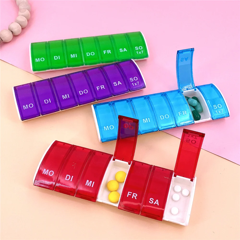 Weekly Transparent Pill Organizer Box with Splitters - 7-Day Medicine Storage Container