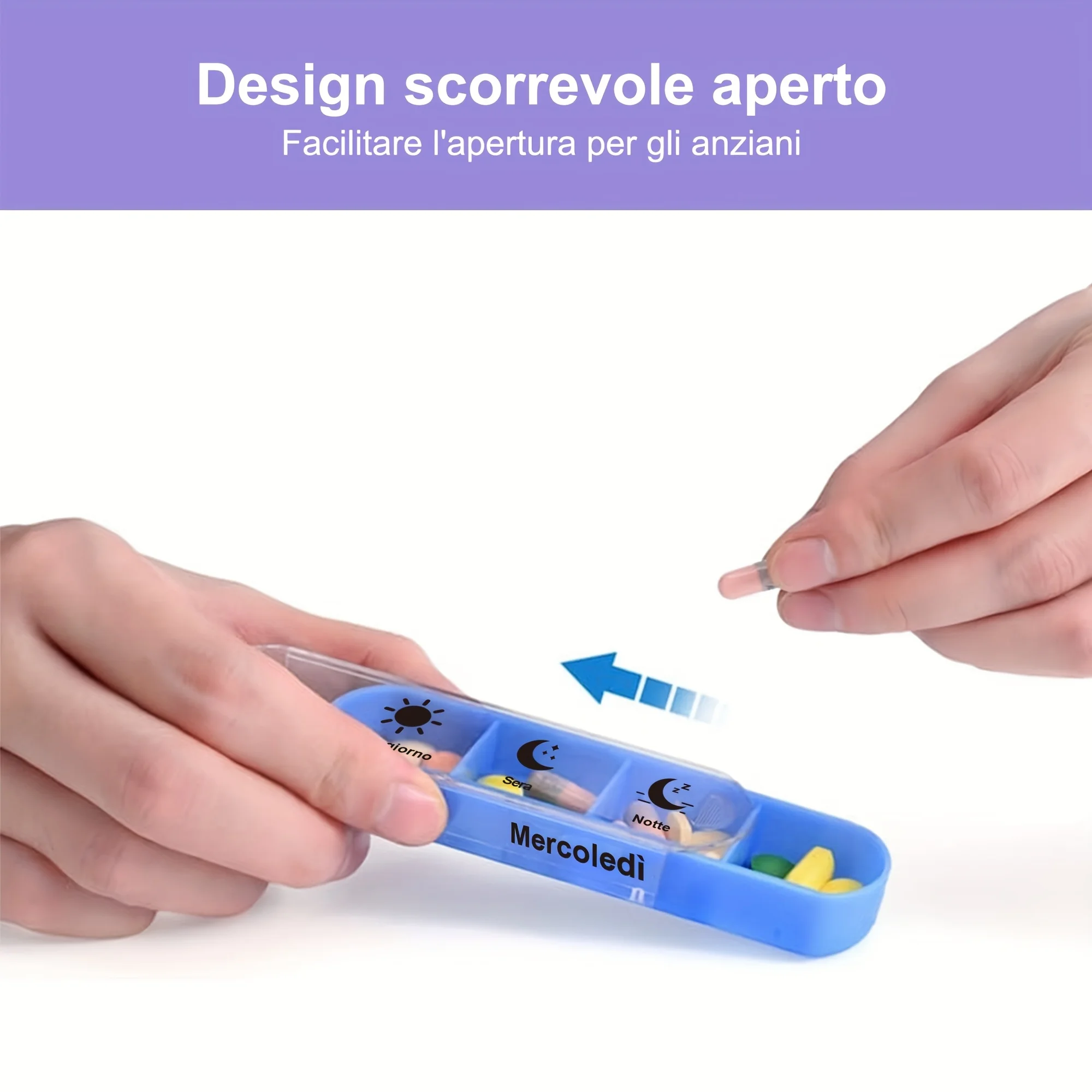 Deluxe Italian Weekly Pill Organizer for Travel with AM/PM Compartments