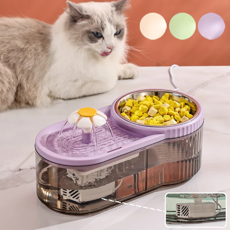 Automatic Cat Feeder Water Fountain With Large Capacity Flower Design ...