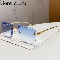 Mode carré sans monture Punk lunettes de soleil hommes 2025 marque de luxe bord coupé sans cadre lunettes de soleil pour homme léopard tête lunettes nuances 1