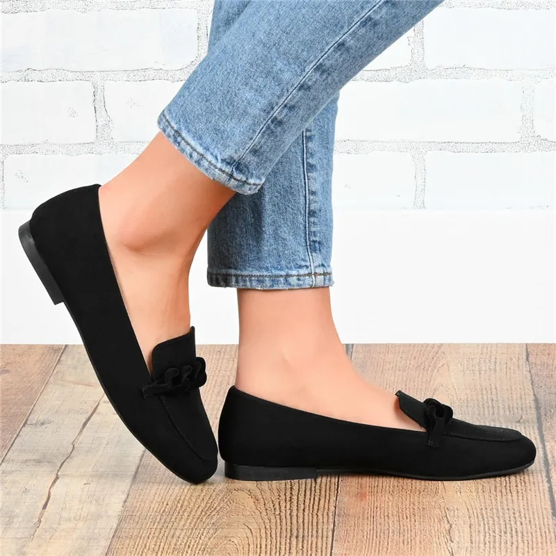 Mocasines planos de suela blanda para mujer, calzado elegante sin cordones, color negro, tendencia de primavera y verano, 2022 - AliExpress