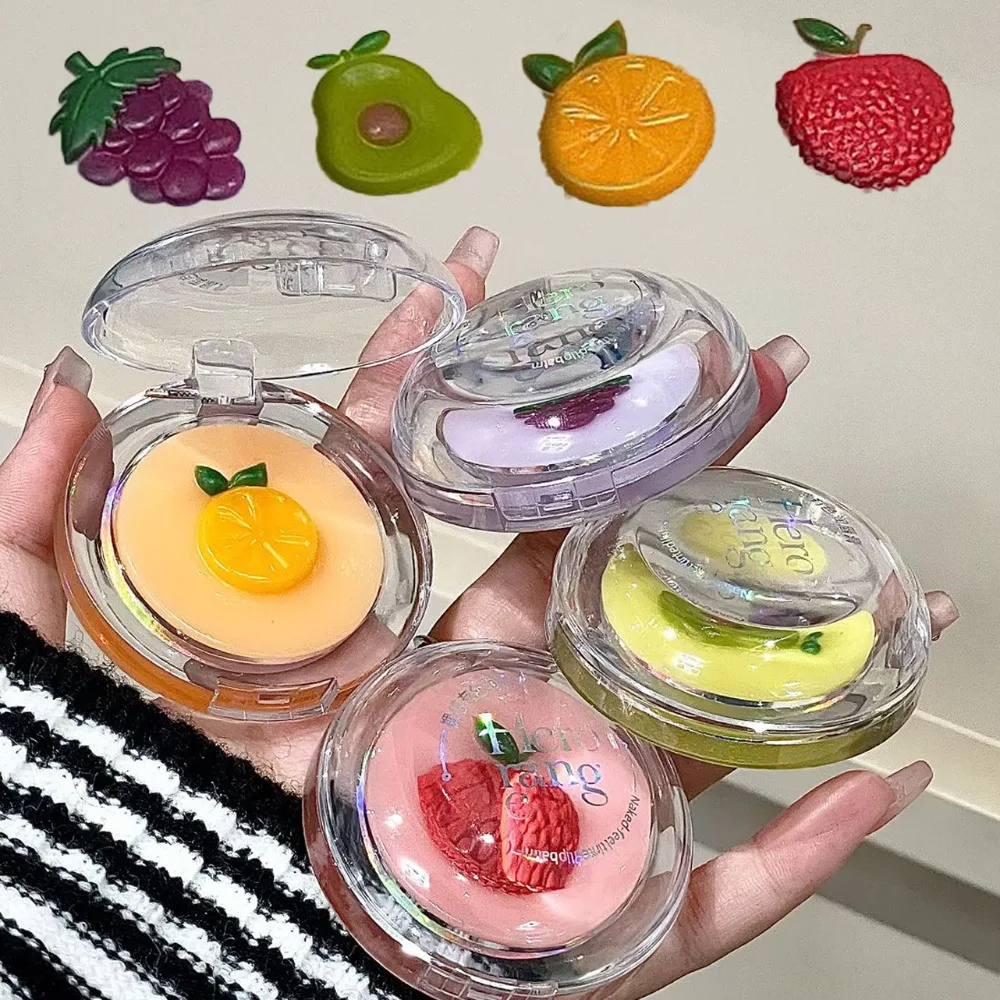 Fruit 2-in-1 Temperature Changing Lipstick Makeup Plate Double Layer Clear Base Moisturizing Lip Balm Care Activated Lip Makeup_voghion.com