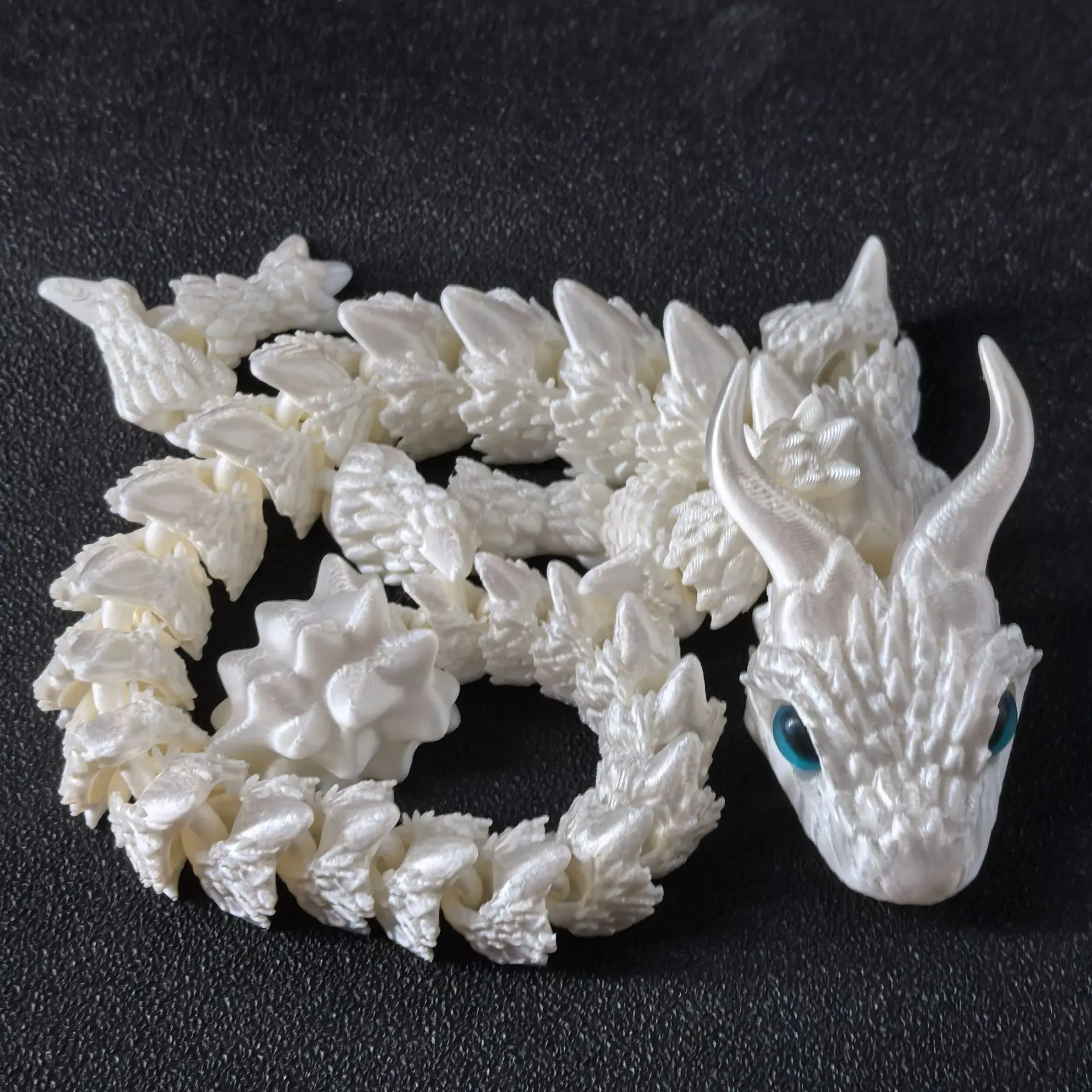 3D Printed Double-Horned Dragon Figurine with Random Eyes for Home