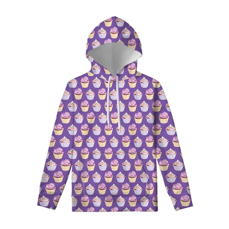 thumbnail image 1 of Sudadera con capucha con estampado 3D de cupcakes y comida de dibujos animados para hombre, sudadera con capucha de manga larga para primavera y otoño, sudaderas para niños, sudaderas holgadas de call, 1 of 5