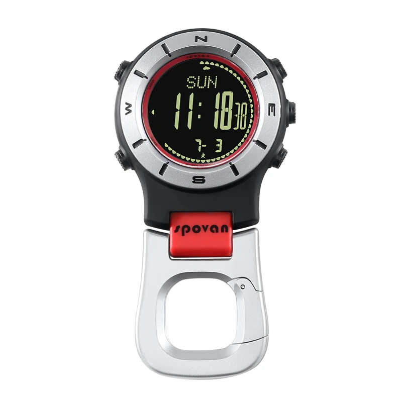 Spovan Digital Pocket Watch for Men Women Barometer Altimeter Thermometer Compass Outdoor Sports Military Clock Waterproof Reloj