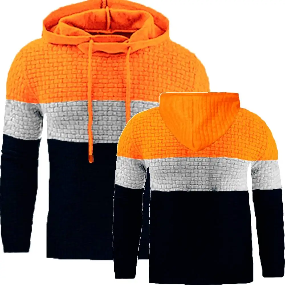 Autumn And Winter Men Jacquard Hoodie Long Sleeve Hoodie Warm Color Hoodie Sweatshirt Coat Warm Jacket European size S-5XL