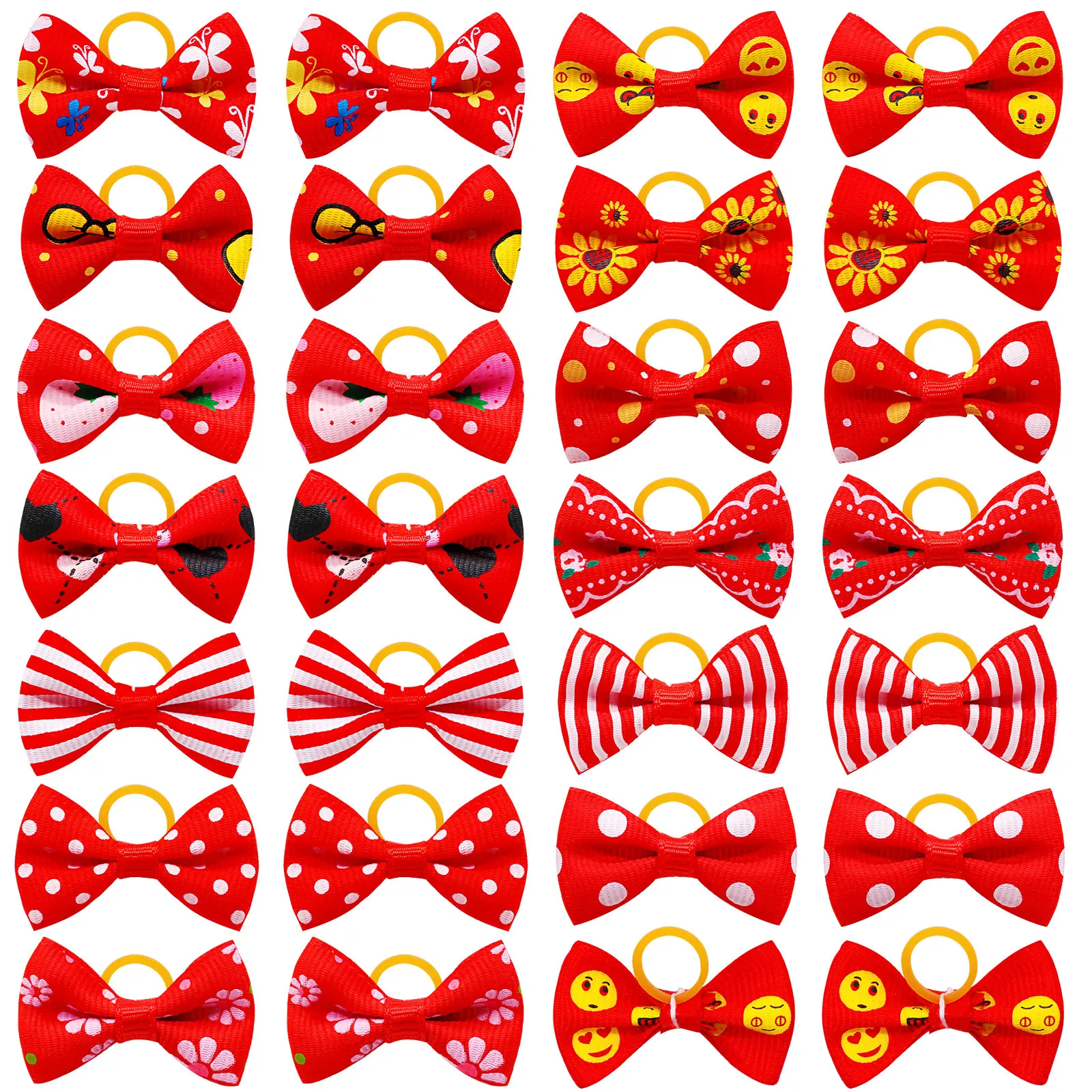 30Pcs Red Series Pet Dog Hair Bows Doggy Bows Con Elastici Smile Face Pet Product Accessori Per Capelli Di Cane