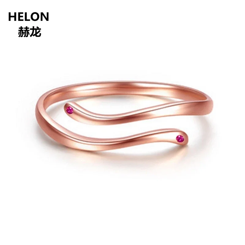 

Solid 14k Rose Gold Engagement Wedding Ring For Women Natural Ruby Party Fine Jewelry Anniversary Gift