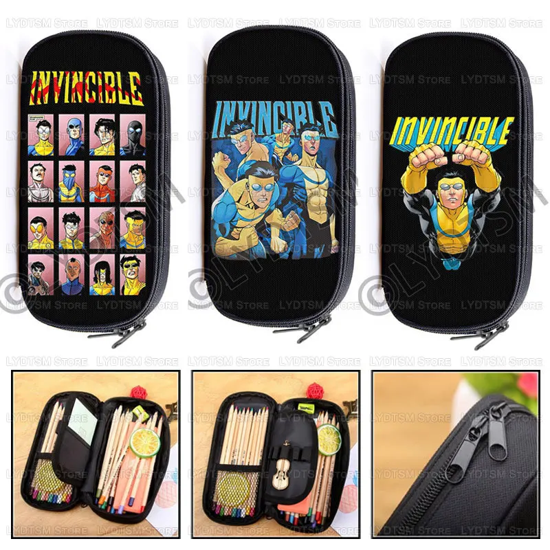 Invincible Hero Print Kosmetiktasche Bleistiftbeutel Comic Omni Mark Briefpapiertasche Teenager Bleistiftbox Schulbedarf