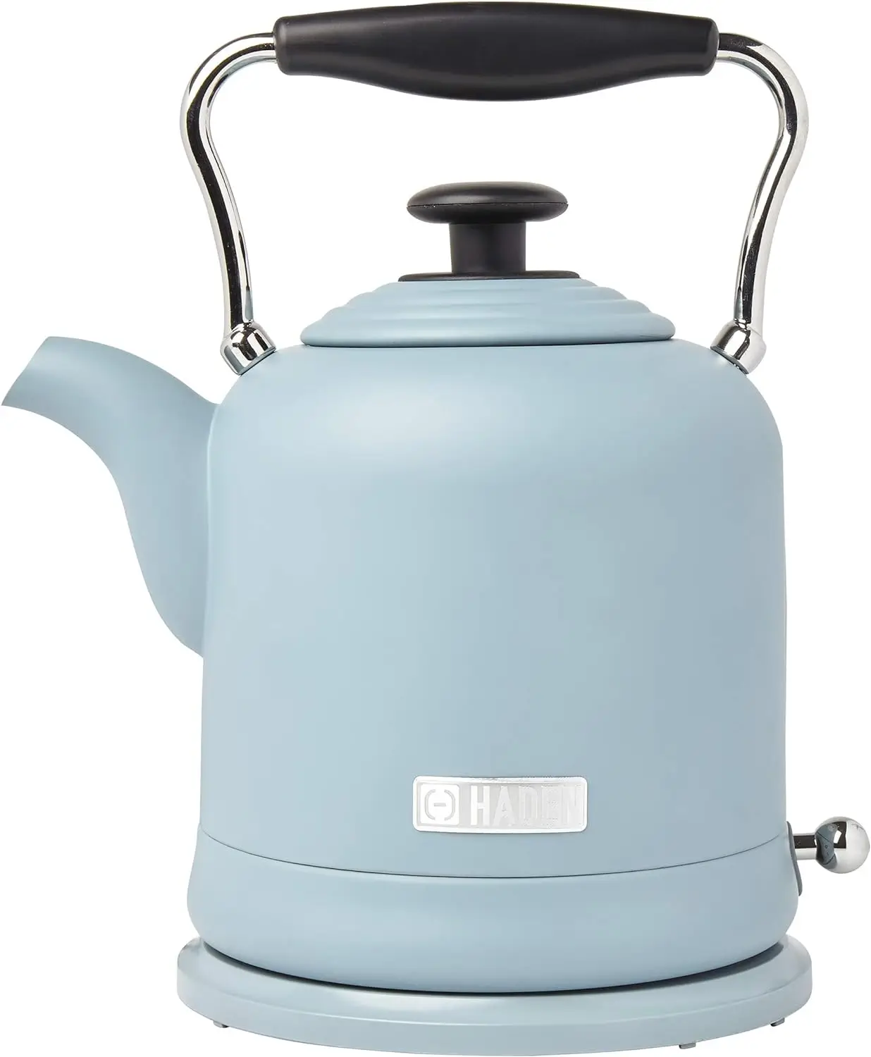

HIGHCLERE Vintage Retro 1.5 Liter/6 Cup Capacity Innovative Cordless Stainless Steel Tea Pot Kettle with 360 Degree Base, Pool