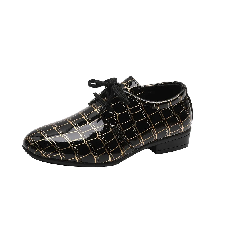 Boys' Leather Shoes School White Performance Spring Autumn Single Shoes Black Flats Children's Students H874