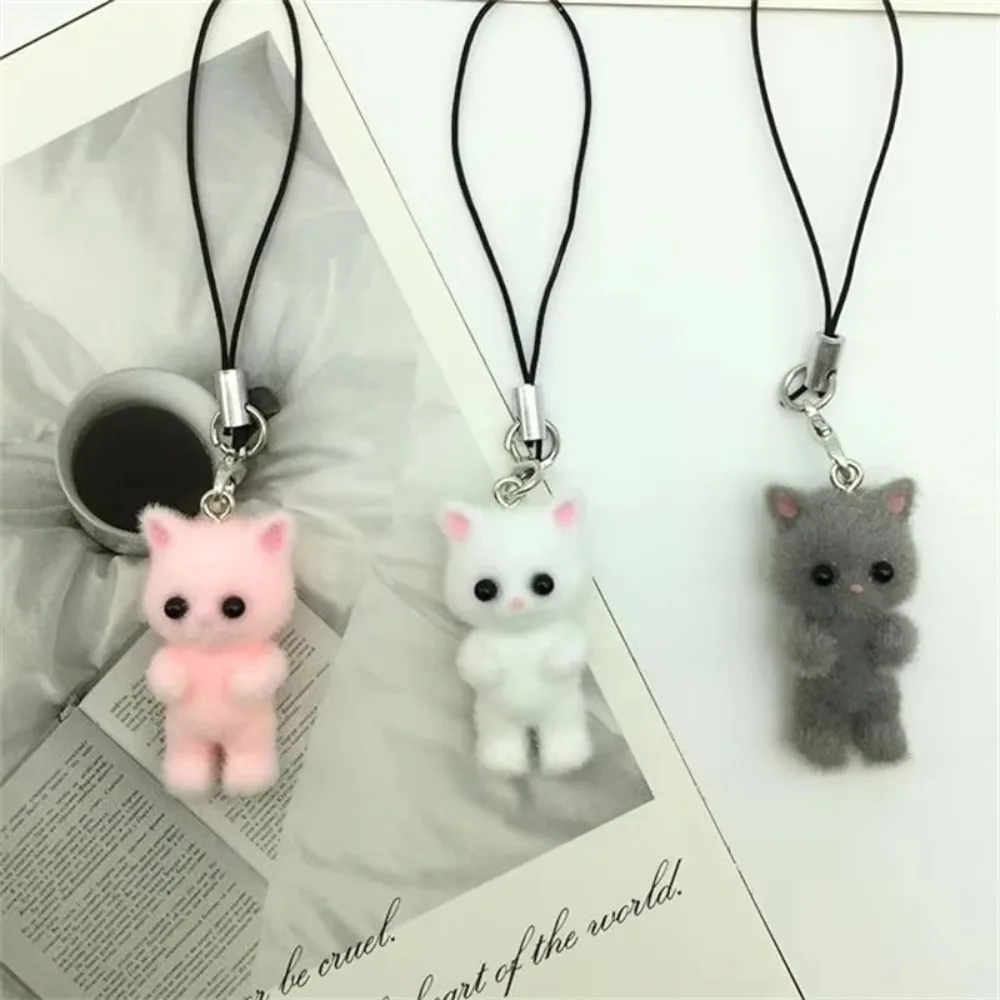 Resin Plush Cat Phone Ornament Purse Pendant