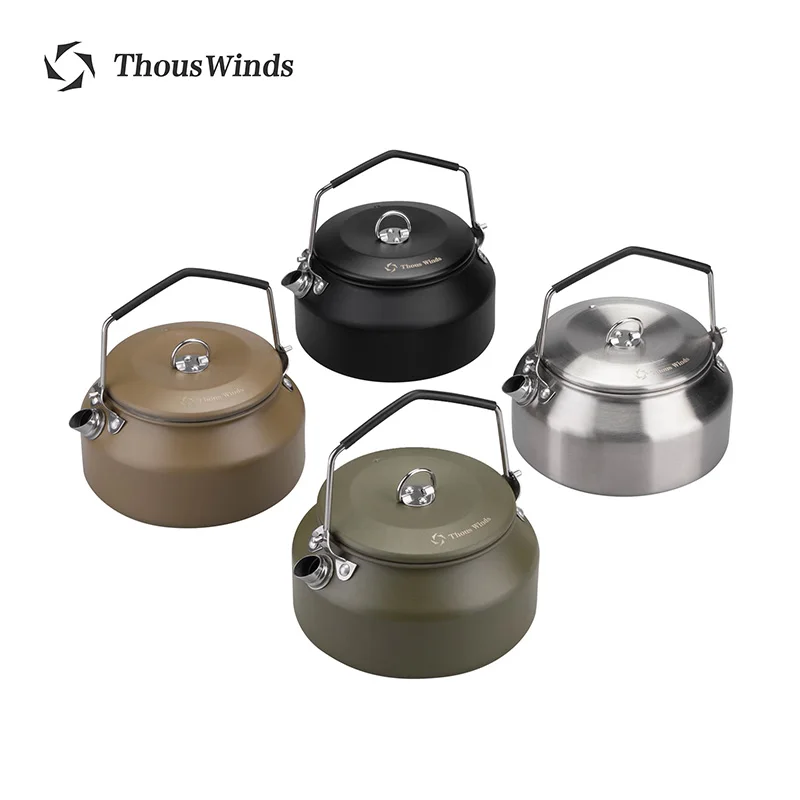 Camping Cookware Coffee And Tea Kettle Thous Winds Portable Camping Kettle 1L Outdoor Coffee Pot Tourist Stainless Steel Cookware Lightweight Hiking Tableware