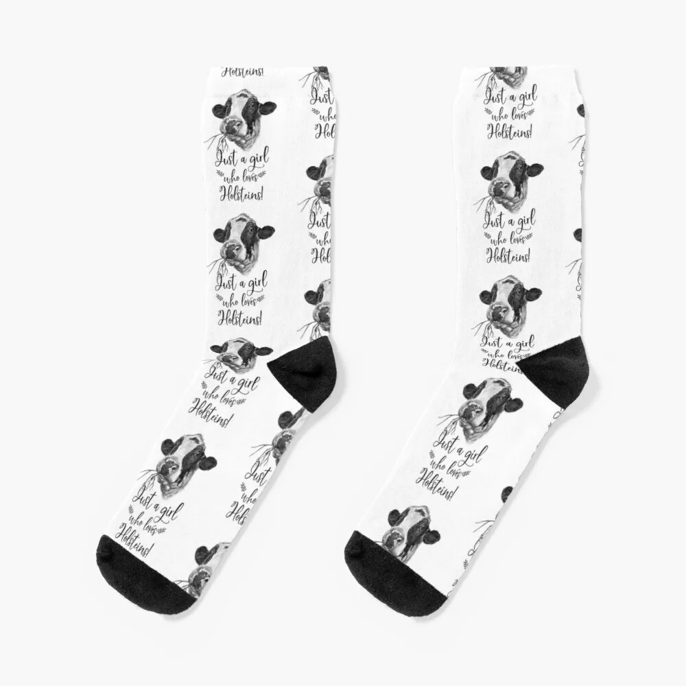 Just A Girl Who Loves Holstein Cows Socks Black Socks Sport Socks