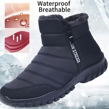Scarpe da ginnastica da uomo Stivaletti da neve con cerniera in cotone caldo, scarpe casual scarpe firmate Stivali da neve impermeabili scarpa con spedizione gratuita 1