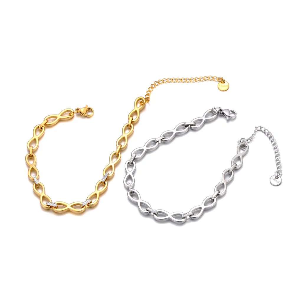 JeeMango Modisches Unendlichkeits-Ketten- und Gliederarmband mit Strass, 316L-Edelstahl, handgefertigter Schmuck für Damen, B24050 – Detail 3