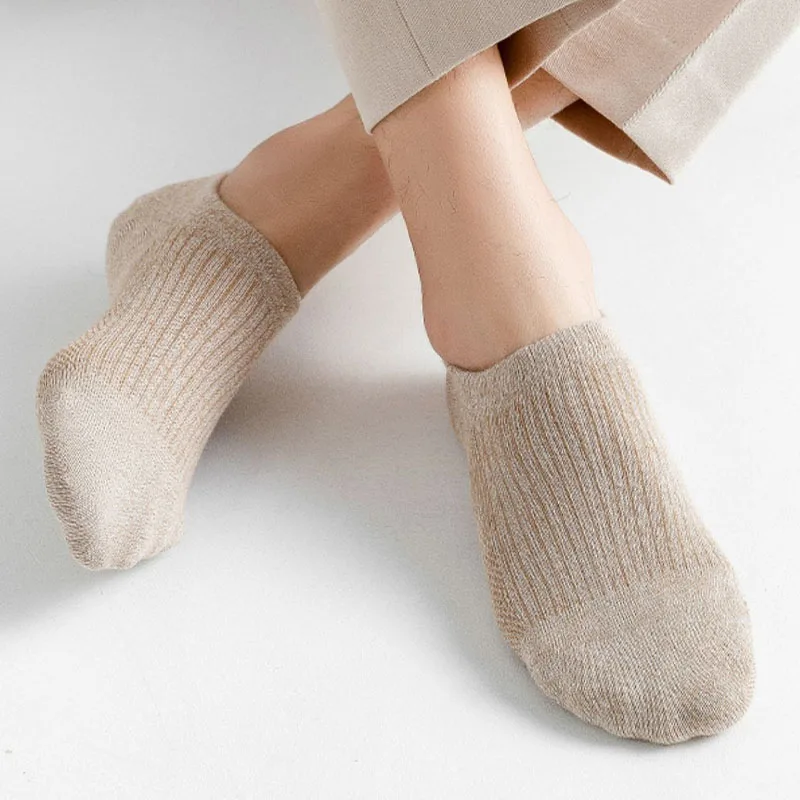 Men's Cotton Socks - 5 Pairs Breathable Mesh Low Cut Sports Socks for Summer