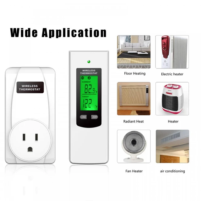 Wireless Thermostat Temperature Controller with Remote Control Plug in  Thermostat for Heater Heating u0026 Cooling Mode LCD Display - AliExpress