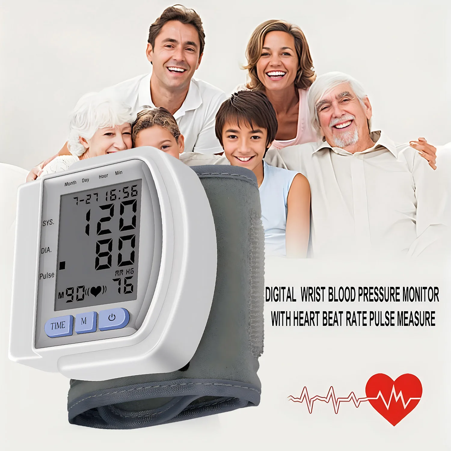 Family LCD Display Wrist Blood Pressure Monitor Tonometer Tensiometer Automatic Digital Pulsometer Sphygmomanometer blood pressure monitor blood pressure meter