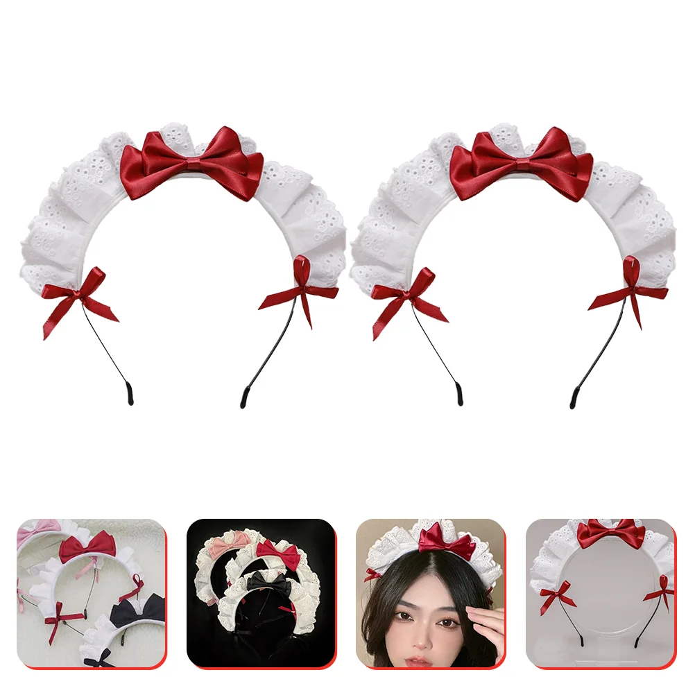 Headband Lady Decor Girl Hair Ties Lolita Headwear Bowknot Headdress Party Bows Headwear new sweet lolita lace bow women hairbands girl s headbands lady s headwear maid diy accessories headwrap