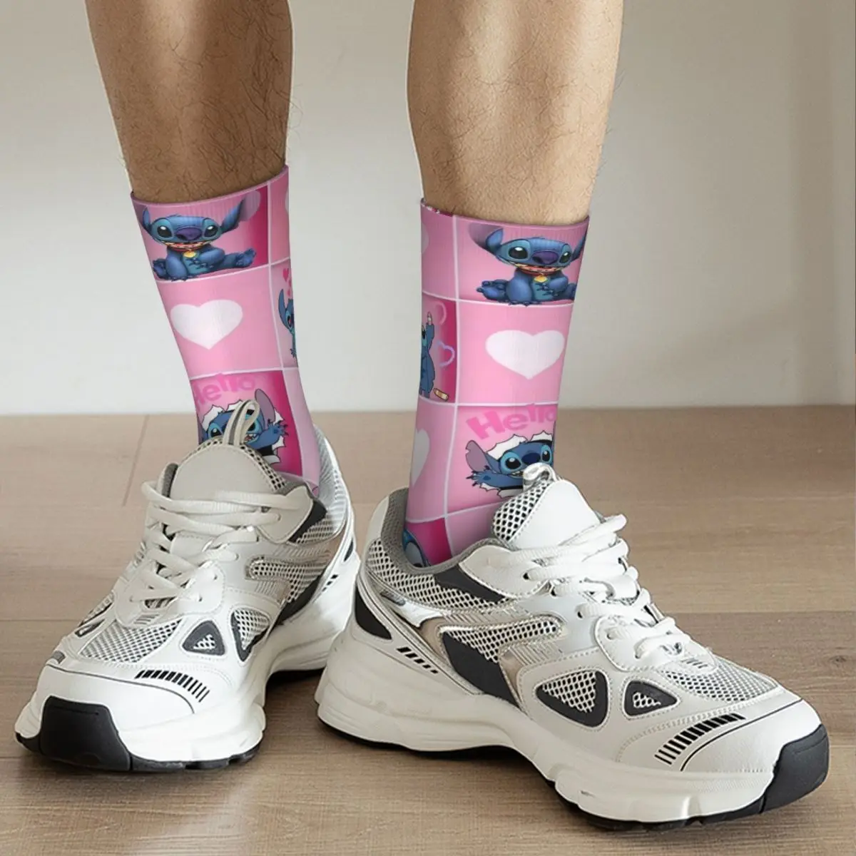 Pink Lilo And Stitch Socks Men\'s Women\'s New Cartoon Socks Hip Hop Spring Summer Autumn Winter Middle Tube Stockings Gift