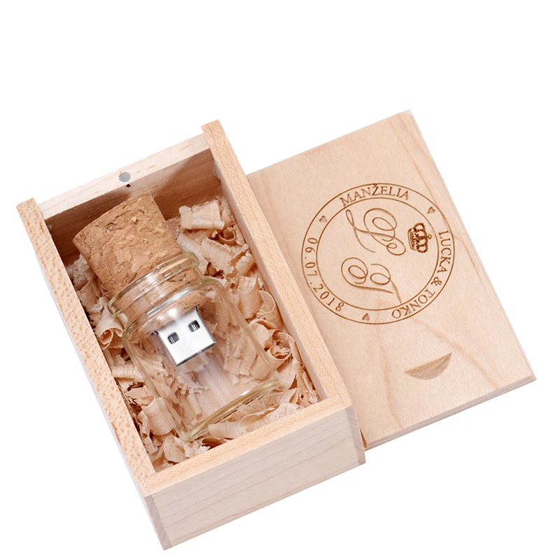 Pen Drive Usb 3.0 Garrafa de Vidro com Logo Pen Drive 4g 8g 16gb 32gb 64gb 128g de Alta Velocidade para Fotografia Presente Disco em u - Imagem 5