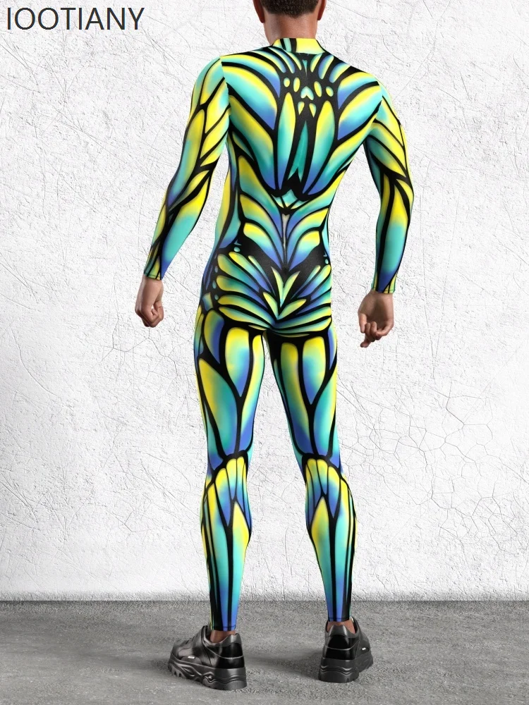 Mens Womens Fashion Butterfly Line Cyber ​​bodysuit Festival Halloween Show Cosplay Bodysuit Party Zen Tai Suit Flemish Costume