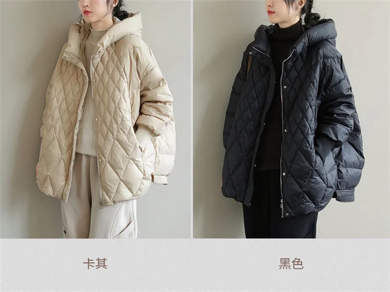 Lightweight Loose Warm Casual Down Cotton Jacket 2023 New Women Autumn Winter Loose Hooded Warm Outwear Female Parkas Overcoat