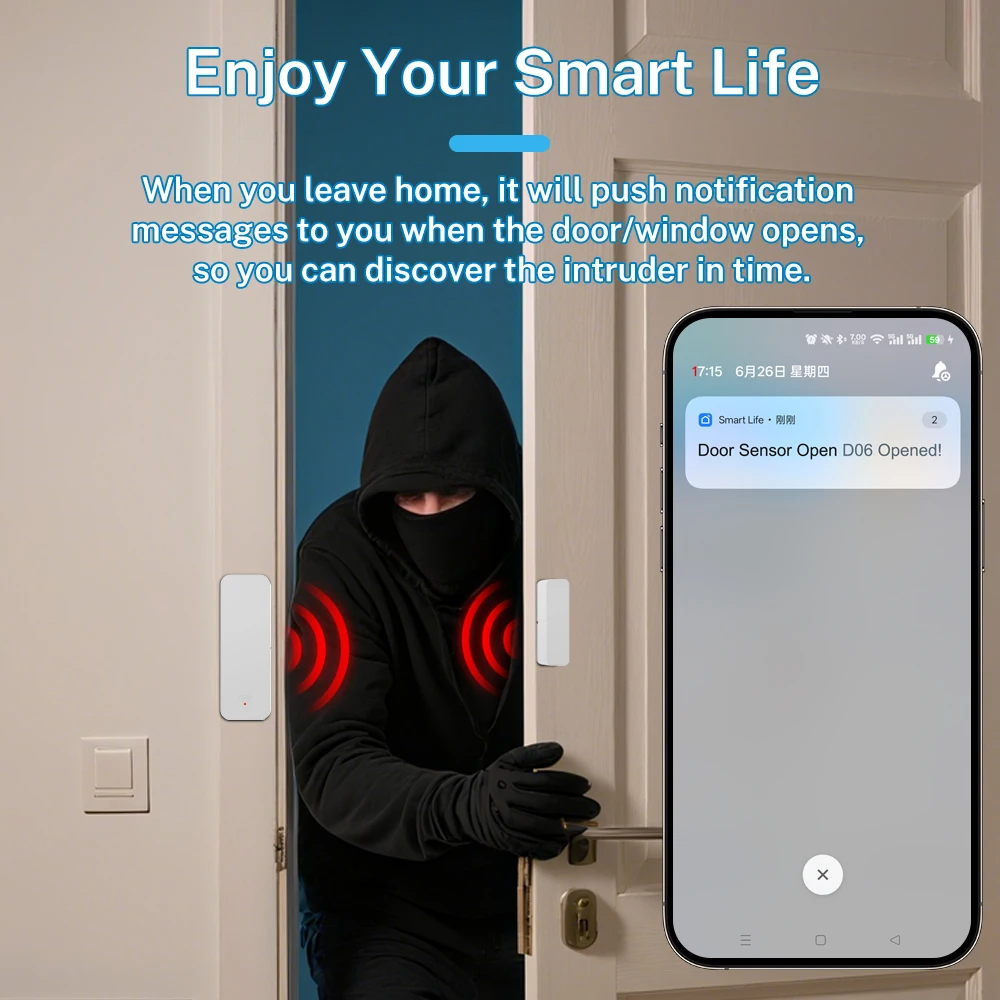 Tuya 스마트 WiFi/Zigbee 도어 윈도우 센서 홈 자동화 도어 열림/닫힘 감지기 스마트 라이프는 구글 홈 알렉사와 함께 작동합니다