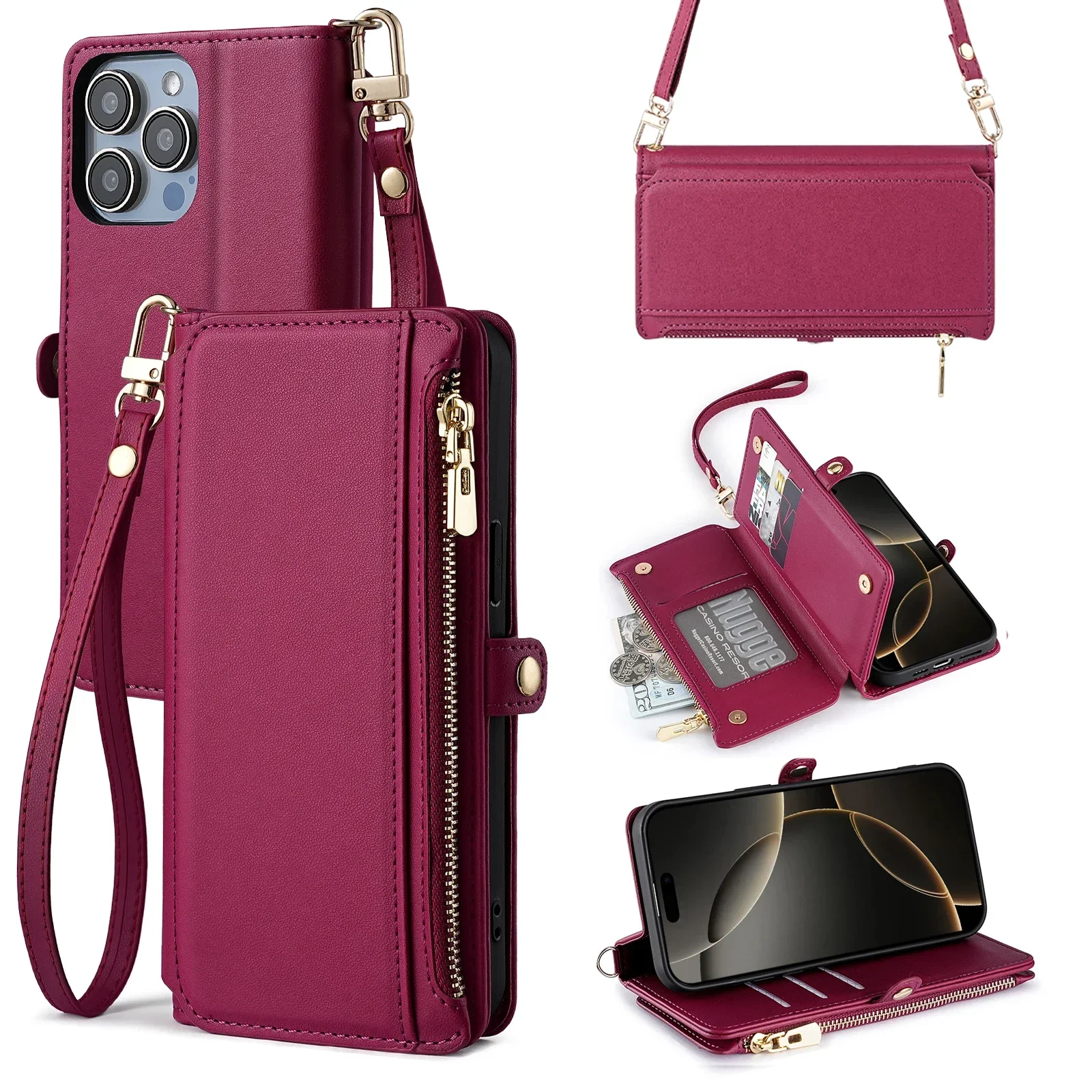 غطاء جلدي قابل للطي مع حامل متعدد الأغراض لهاتف هو...