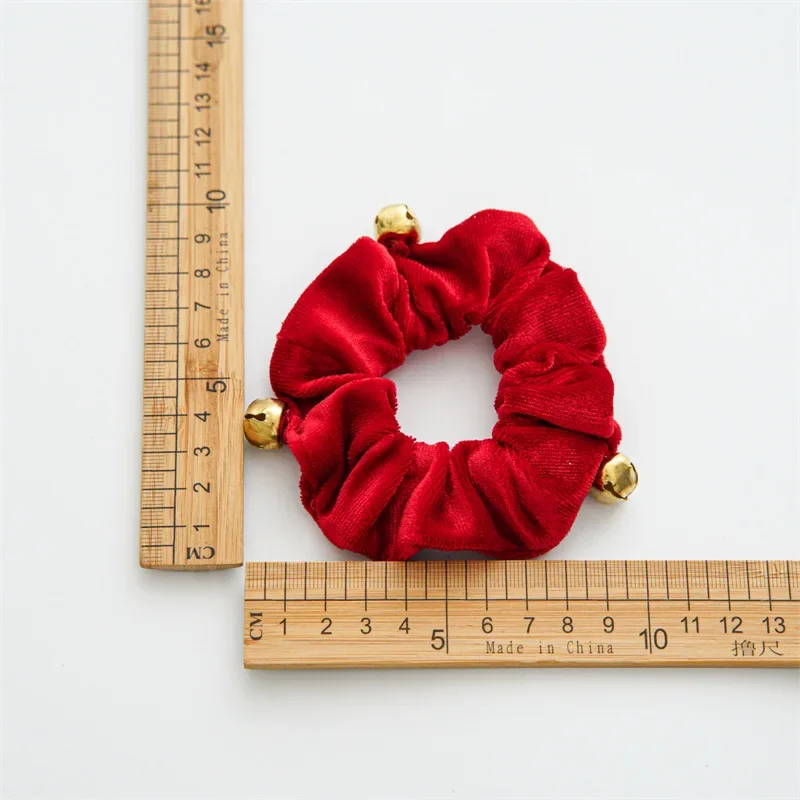 1pcs Christmas style flannelette bell large scrunchie hair accessory Simple cloth art fall and winter headdress