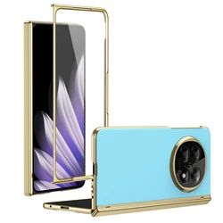 Frosted Full Coverage Phone Case with Matte Glass Front and Hinged Back Cover - OPPO Find N5 (Light Blue)