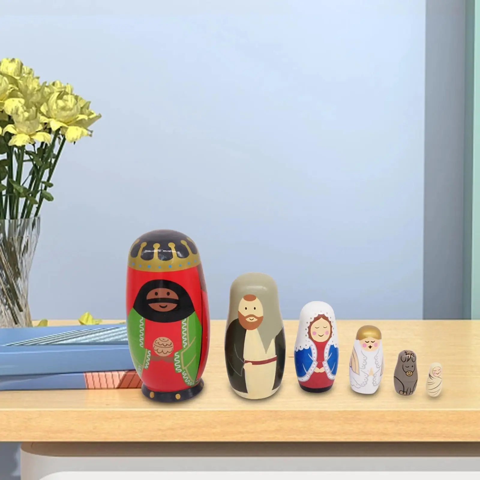 StackingDoll6LayersKingNestingDollsWoodMatryoshkaKidsGifts