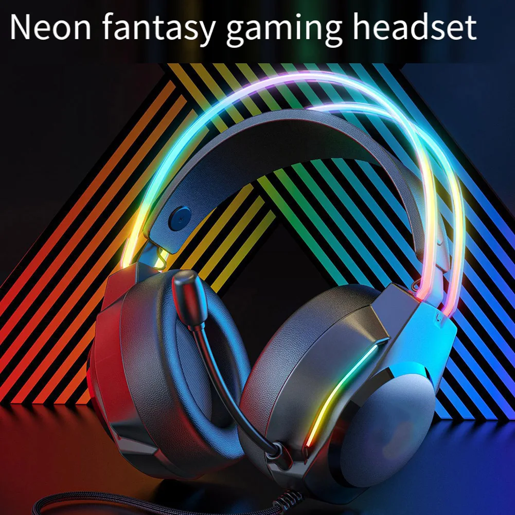 

Проводная игровая гарнитура X26 с RGB подсветкой, неоновые эргономичные наушники с HD микрофоном, стерео гарнитура с объемным шумоподавлением