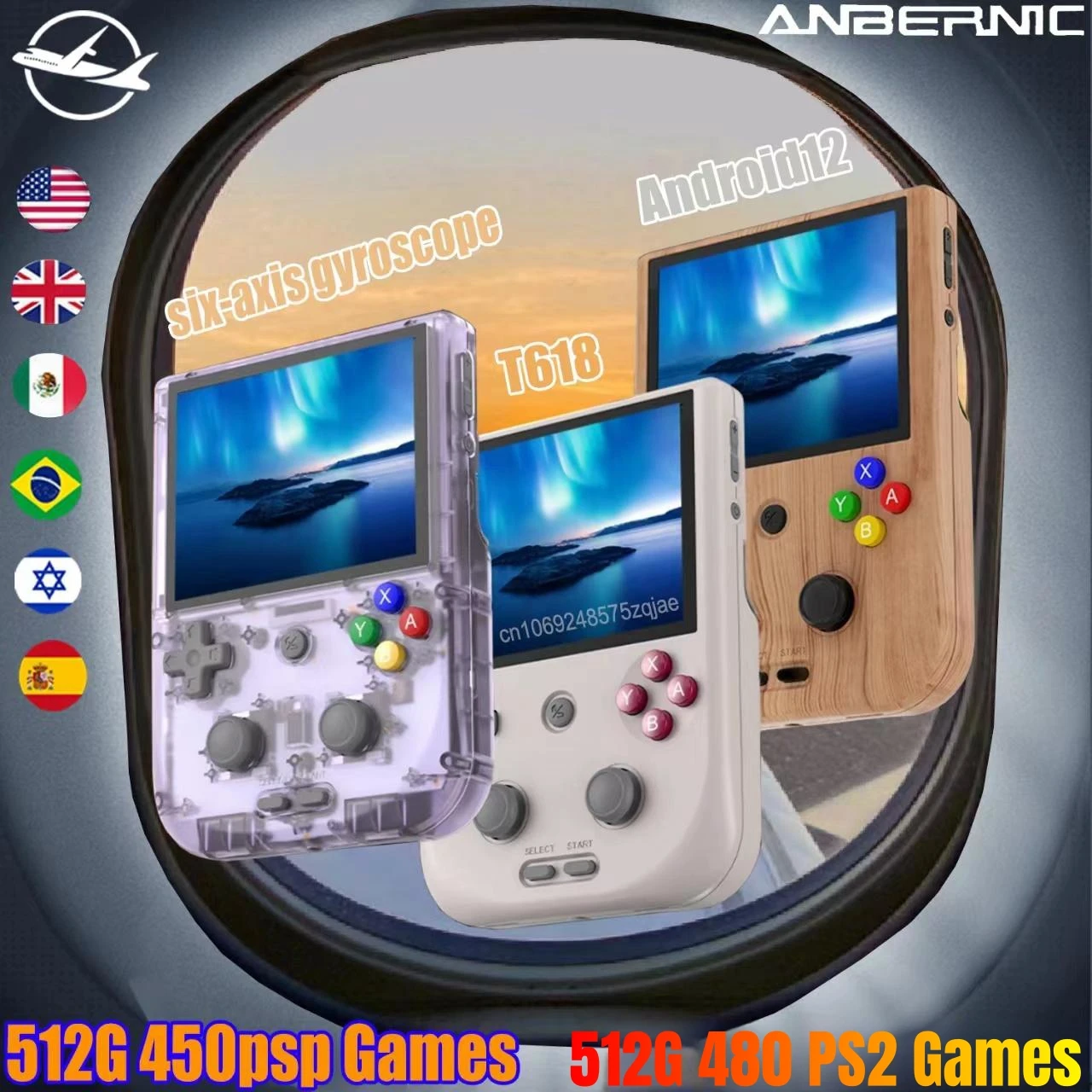 ANBERNIC RG405V Portable Ps2 Game Console T618 4 INCH IPS Touch Screen Android12 64-bit OTA Update Retro Handheld PSP 3DS Game