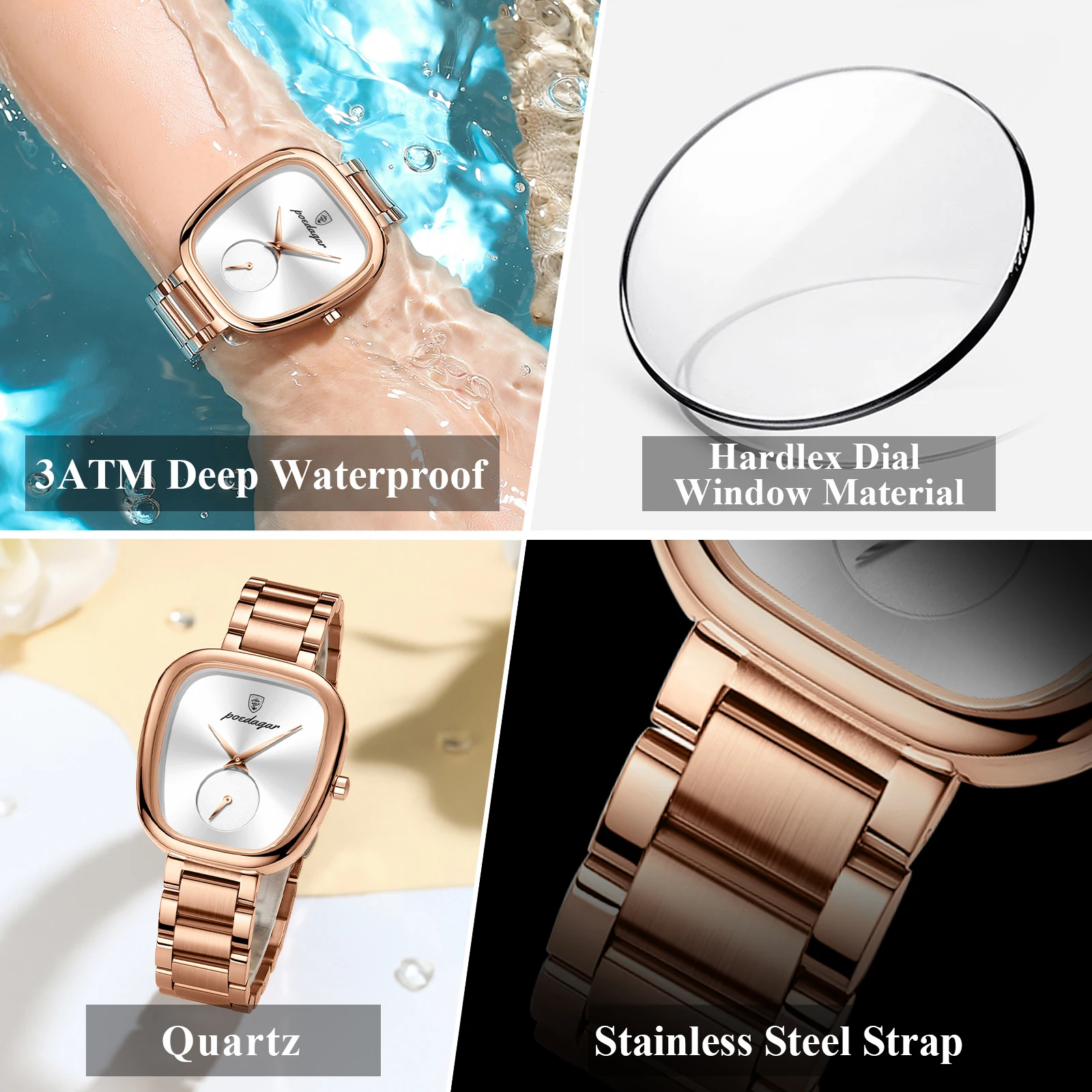 Poedagar Original Exquisite Ladies Wristwatch Stainless Steel Waterproof Quartz Watch For Woman Fashion Elegant Women's Watches, Alina Gadgets