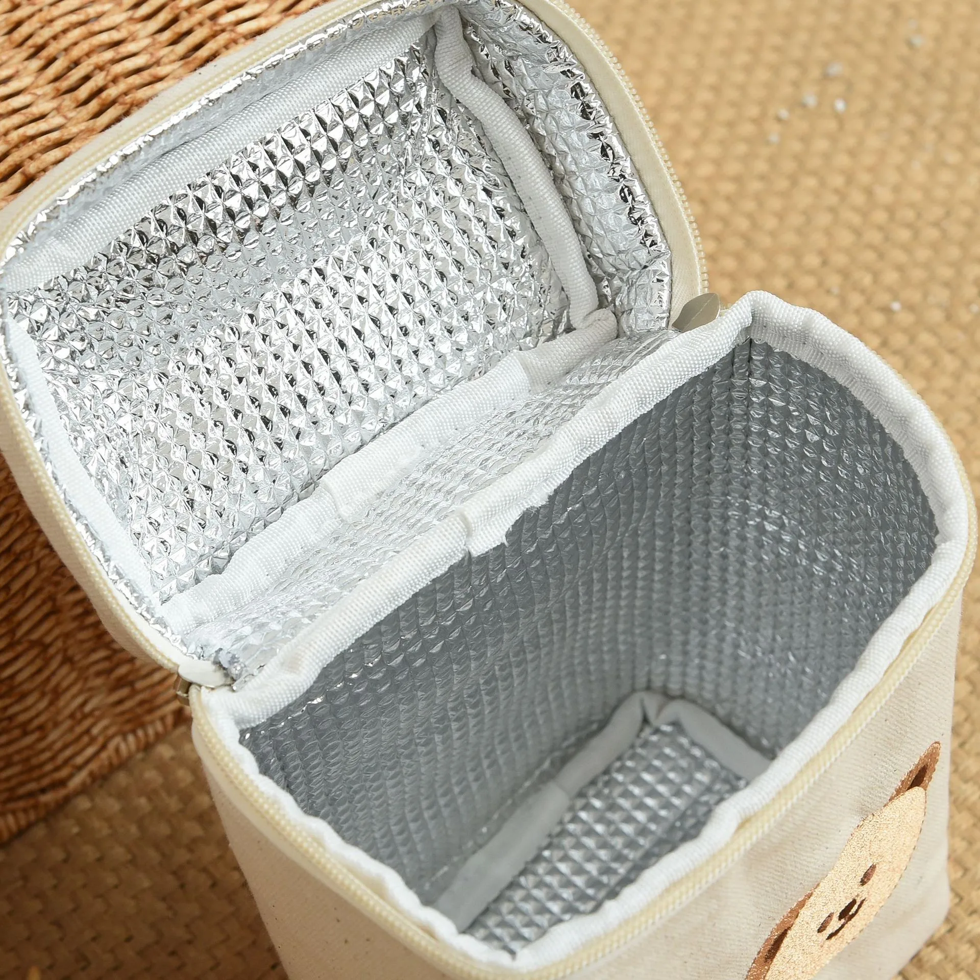 Borsa fasciatoio in cotone a forma di orsetto per mamma, organizer per pannolini con cerniera, borsa a mano da donna, borsa maternità con scomparti termici - immagine 5