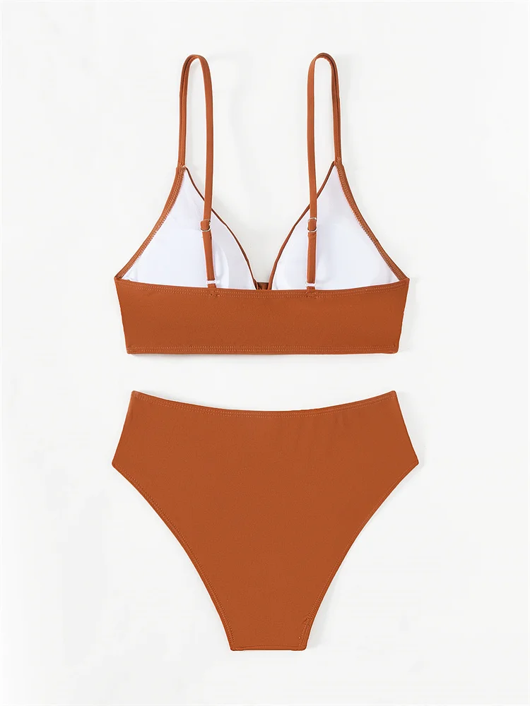 Bikini Swimsuit Women High Waist Swimwear 2024 New Solid Sling Bikinis Set Sexy Thong Bathing Suit For Female Summer Beach Wear