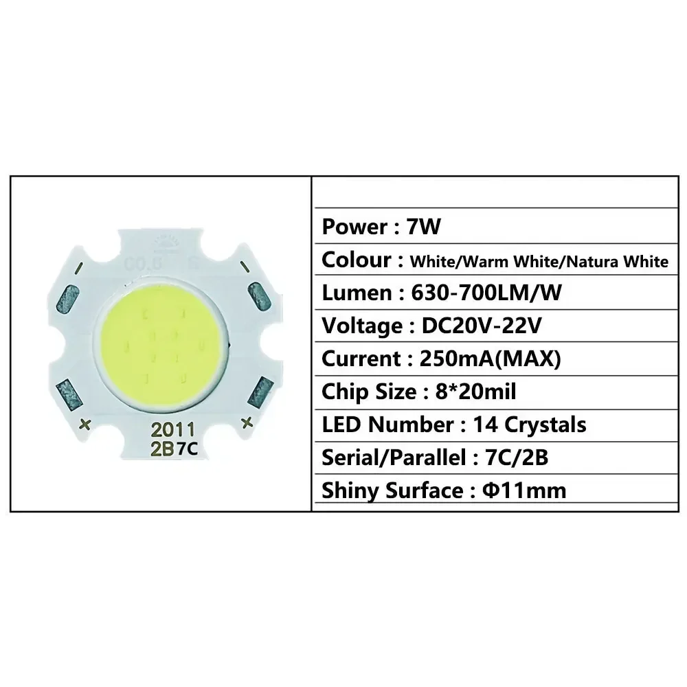 20 pcs A Lot 3W 5W 7W LED COB Source Chip High Power LED COB Side 11mm Light Bulb Light Lamp Spotlight Down Light 3000K TO 6500K