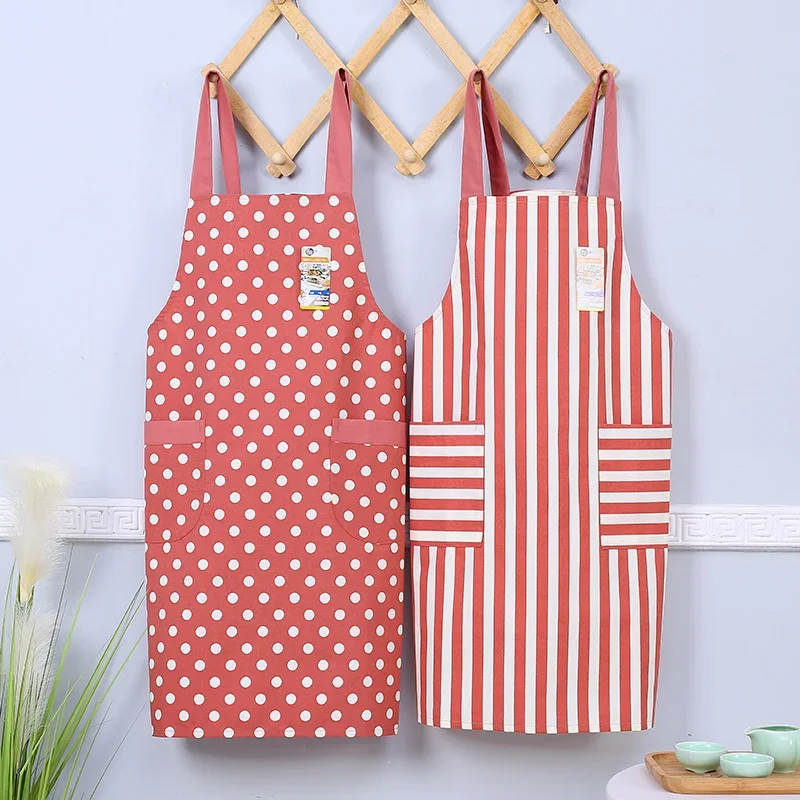 Small Fresh Striped Polka Dot Japanese Style Cotton Fabric Apron Kitchen Home Work Clothes Half Vest Apron