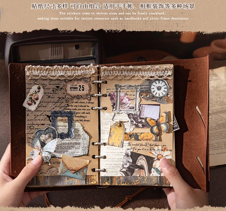 Journal GO 30 Stück Vintage-Erinnerungen, dekorative Aufkleber, Scrapbooking, Etikett, Tagebuch, Schreibwaren, Retro-Rahmen, Memoiren, Karte, Kunstaufkleber – Detail 13
