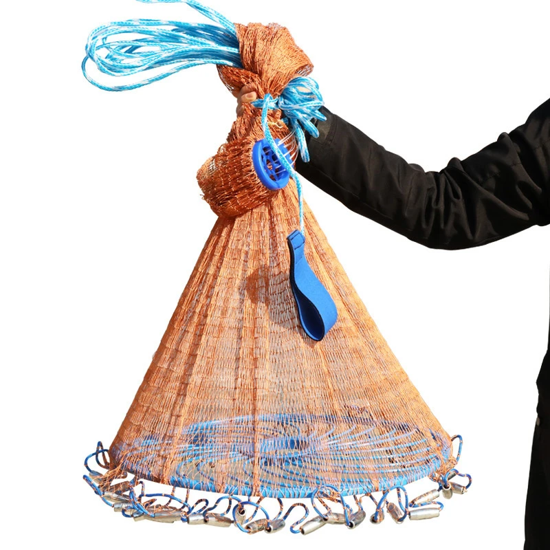 Upgraded Easy Throw Cast Net Fishing Network Diameter 300cm 720cm American Style Fishing Net