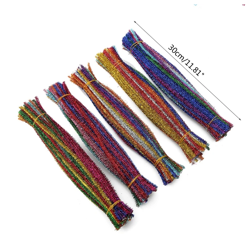 

for Creative Craft Pipe Cleaners Color Assorted 100 Pieces 30cm Length Square Chenille Stems for Kindergarten DIY New Dropship