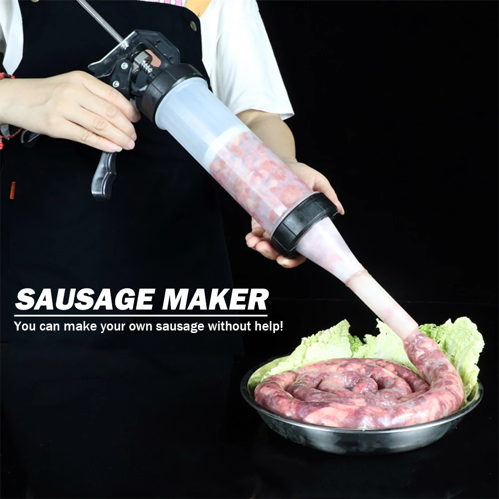 Sausage Stuffer Filling Machine Stainless Steel Meat Stuffer Sausage Maker Household Space Saving Removable Safe Kitchen Gadgets