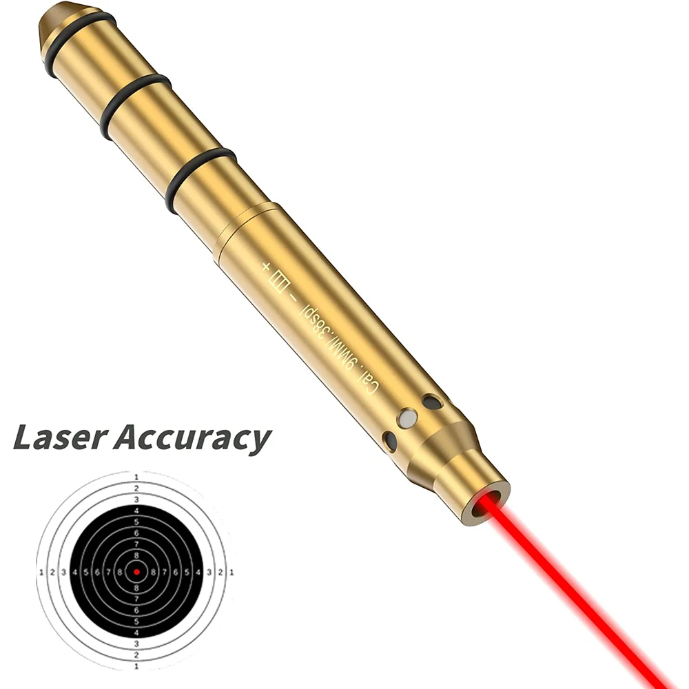 Laser Bore Sight Tactical Red Dot Laser Pointer Collimator Cartridge For Pistols .22LR/.223 Rem/9mm/7.62mm/.308Win
