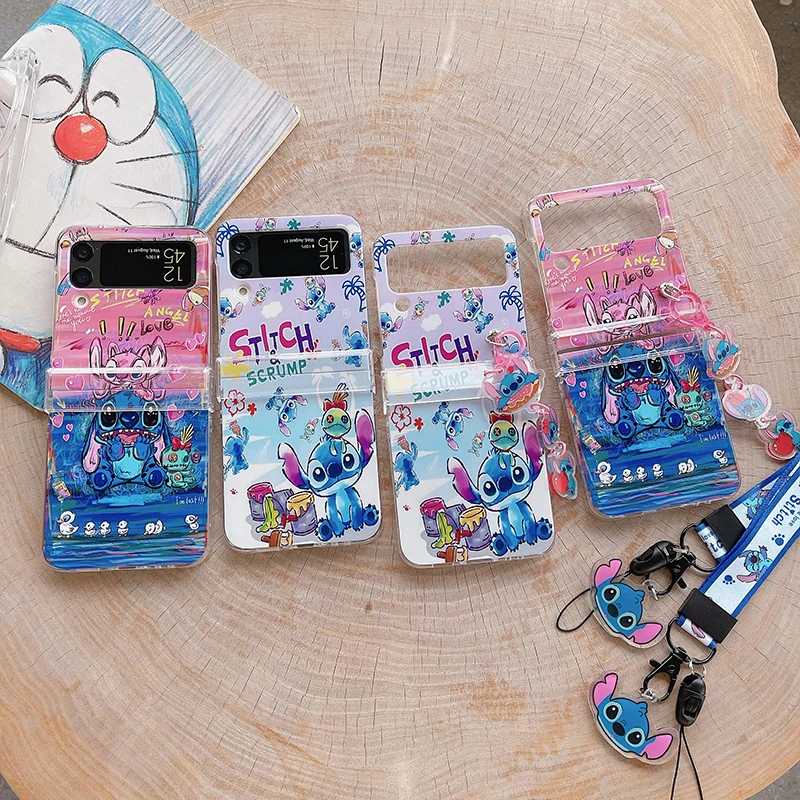 

Disney Stitch 3D Doll Hand Chain Phone Case For Samsung Galaxy Z Flip 3 4 5 5G ZFlip3 ZFlip4 ZFlip5 Flip3 Flip4 Flip5 Cover