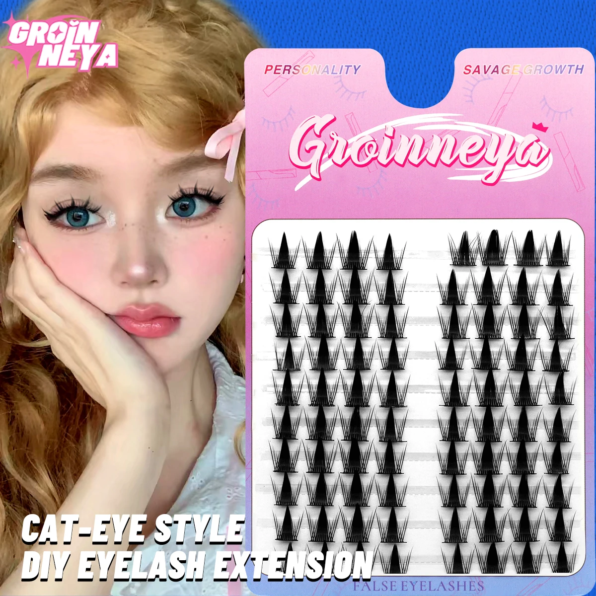 GROINNEYA Cluster-Wimpern, natürliche Wimpernverlängerung, Volumen, einzelne Wimpern, gemischte Tablett-Wimpern, Cluster, natürliche DIY-Wimpern – Detail 6