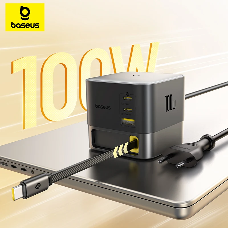 Baseus 100W 데스크탑 급속충전기는 태블릿 노트북, 플렉시블 USB C 휴대폰 충전기는 iPhone Xiaomi 삼성 MacBook, Super GaN 급속충전기, 주머니 크기