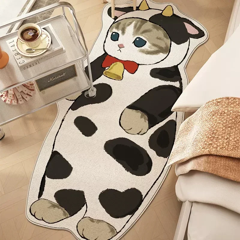 

Bedside Rugs Cartoon Cat Floor Mat Fluffy Cat Mats Irregular Carpet for Living Room Shaggy Area Rug Thicken Doormat Cute Decor